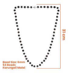 Karungali Malai Silver Cap Plated Necklace with Certification