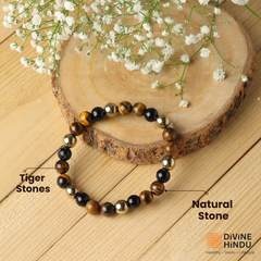 Tiger's Eye, Pyrite & Black Obsidian Triple Protection Wealth Bracelet