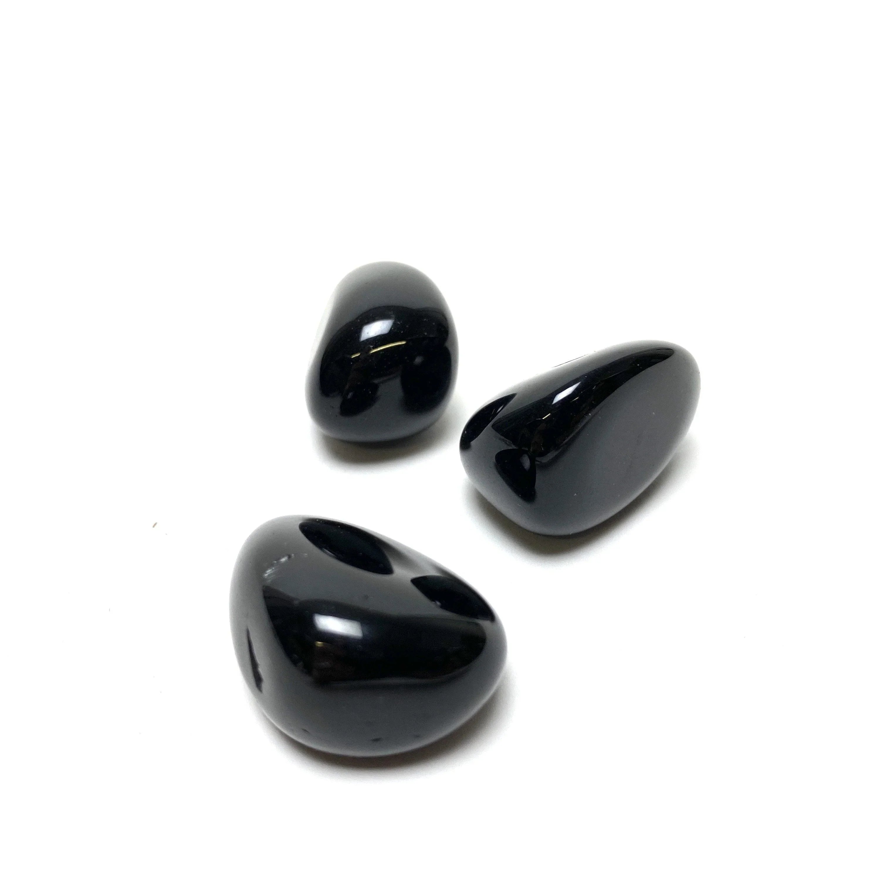 Black Obsidian Crystal Stones - Pack of 5 for Protection & Strength