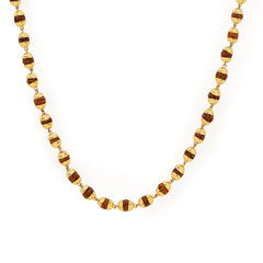 Golden Cap Rudraksha Necklace – 54 Beads, Lab Certified