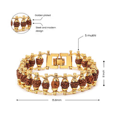 Gold Plated Rudraksha Chain Bracelet – 24 Beads, Lab Certified