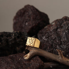 Divine Gold Plated Mahadev Trishul Ring