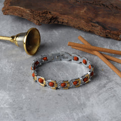 Divine Dual Tone Arc Chain Rudraksha Bracelet