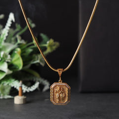 Gold Plated Radha Krishna Pendant With Chain