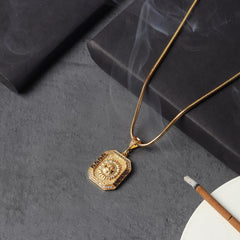 Gold Plated Suraj Mukhi Pendant with Chain Necklace