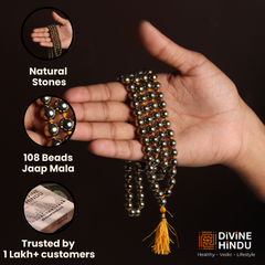 Golden Pyrite Stone Necklace 108 Beads Mala