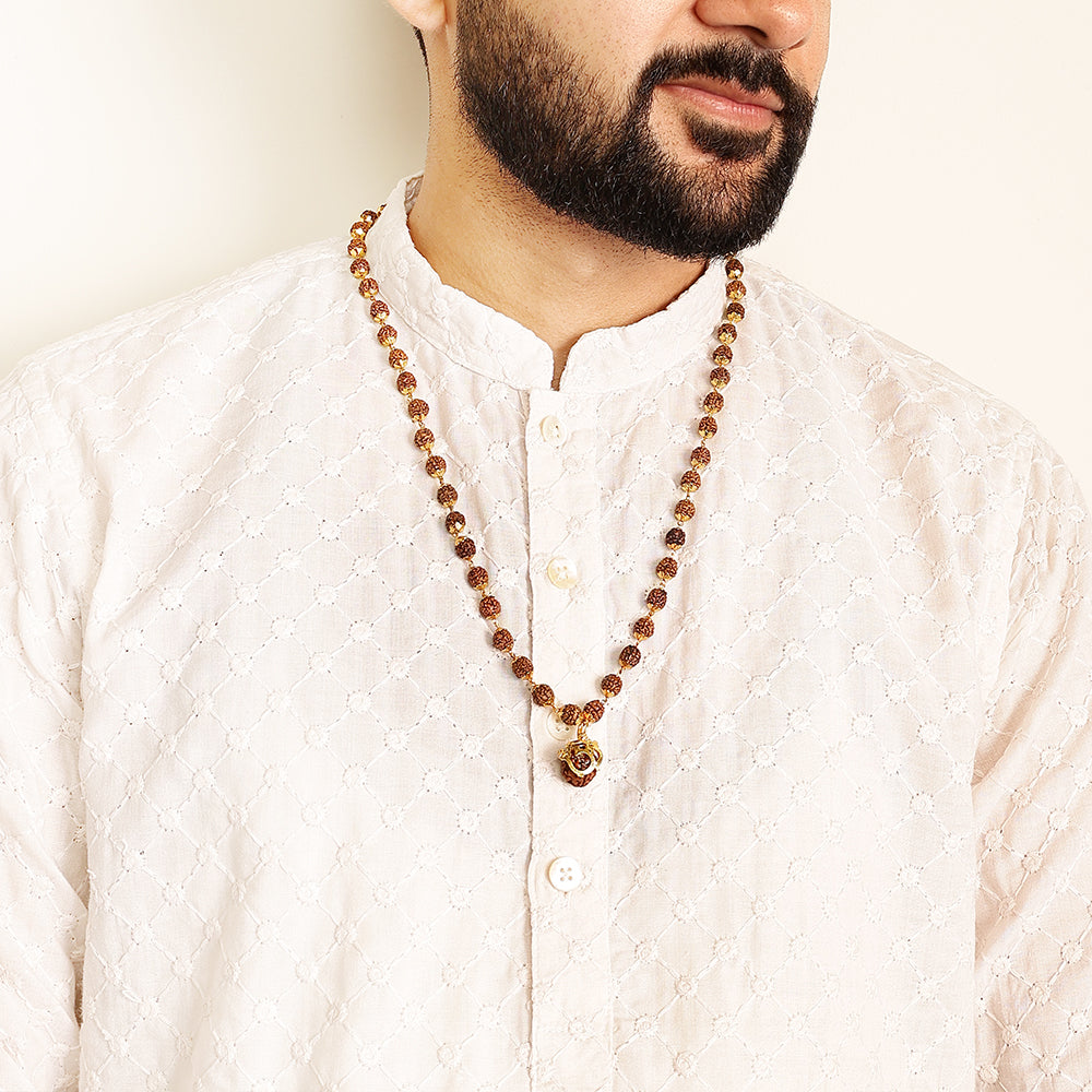 Shree Om Rudraksha Necklace – 54 Beads, Lab Certified