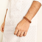 Gold Plated Rudraksha Chain Bracelet – 24 Beads, Lab Certified