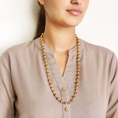 Golden Cap Rudraksha Necklace – 54 Beads, Lab Certified