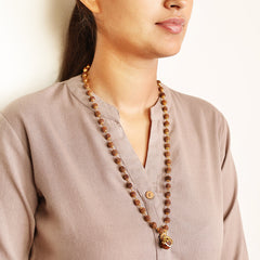 Shree Om Rudraksha Necklace – 54 Beads, Lab Certified