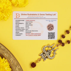 Gold Plated OM Shiva Trishool Rudraksha Necklace – 54 Beads, Lab Certified