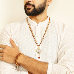 OM Shiva Trishool Necklace & Rudraksha Bracelet Combo