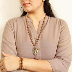 OM Shiva Trishool Necklace & Rudraksha Bracelet Combo