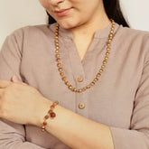 Golden Cap Rudraksha Necklace & Bracelet Combo