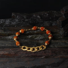 Gold Plated Rudraksha Chain Bracelet