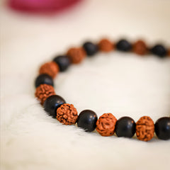 Karungali Rudraksha Bracelet - Natural Ebony Wood & 5 Mukhi Rudraksha Beads
