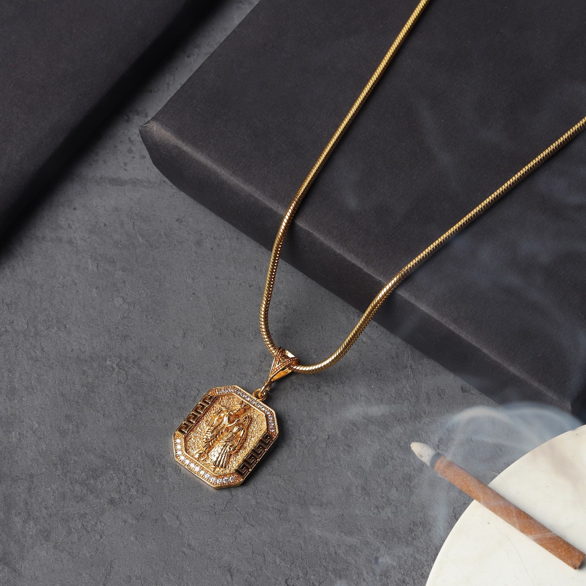 Gold Plated Radha Krishna Pendant With Chain