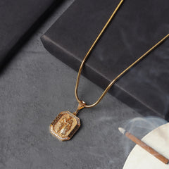 Gold Plated Radha Krishna Pendant With Chain