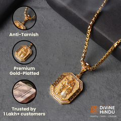 Gold Plated Radha Krishna Pendant With Chain