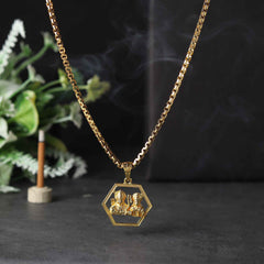 Gold Plated Ram and Sita Pendant with Chain