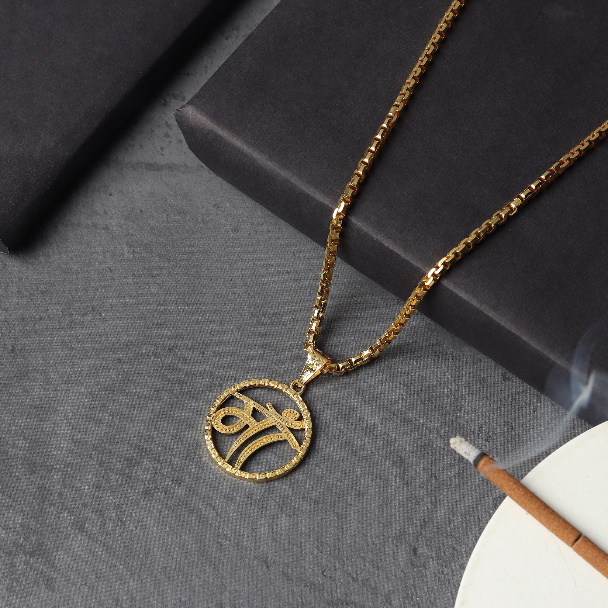 Gold Plated MAA Circle Design Pendant Necklace
