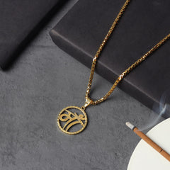 Gold Plated MAA Circle Design Pendant Necklace
