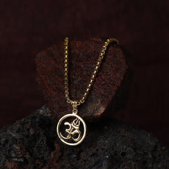 Gold Plated Om Circle Pendant Necklace