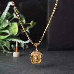 Gold Plated Suraj Mukhi Pendant with Chain Necklace