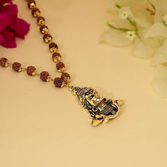 Gold-Plated Shiva Adi Yogi Rudraksha Necklace