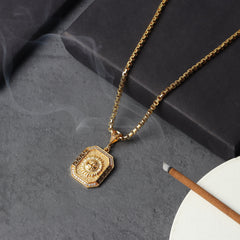 Gold Plated Suraj Mukhi Pendant with Chain Necklace