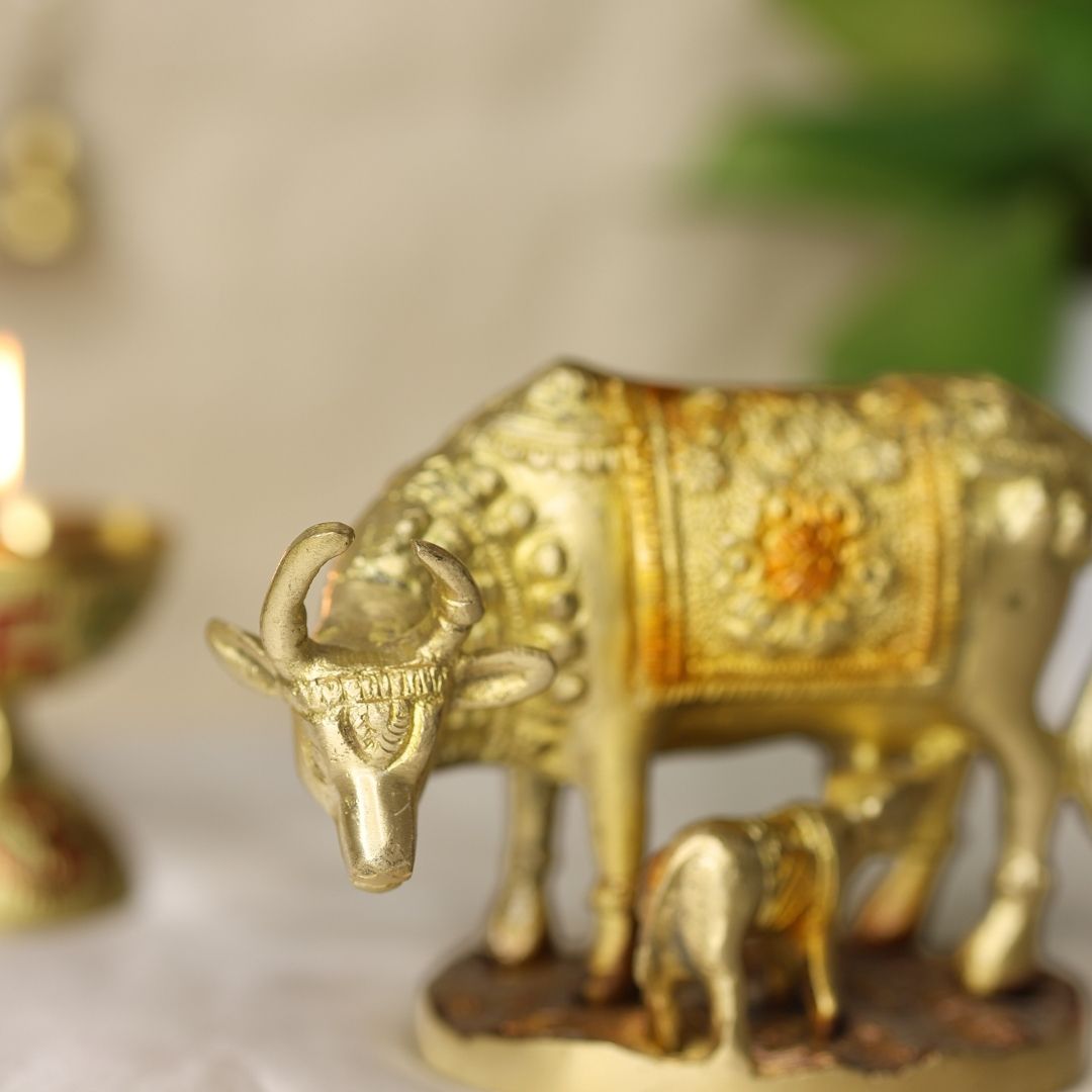 Lord Krishna Kamdhenu cow with calf