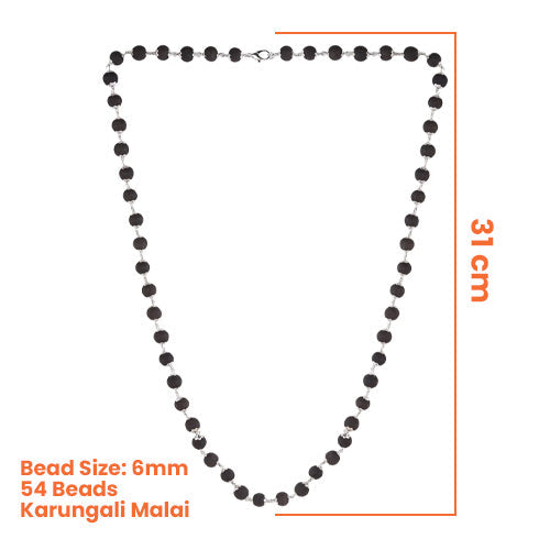 Karungali Malai Silver Cap Necklace with Govt. Certified