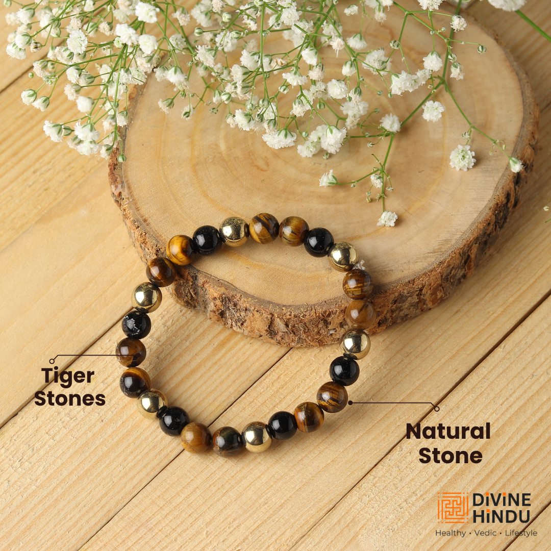 Tiger's Eye, Pyrite & Black Obsidian Triple Protection Wealth Bracelet