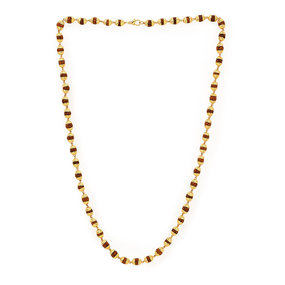 Golden Cap Rudraksha Necklace – 54 Beads, Lab Certified
