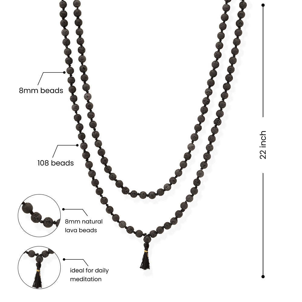 Lava Stone Jaap Mala – 108 Natural Beads