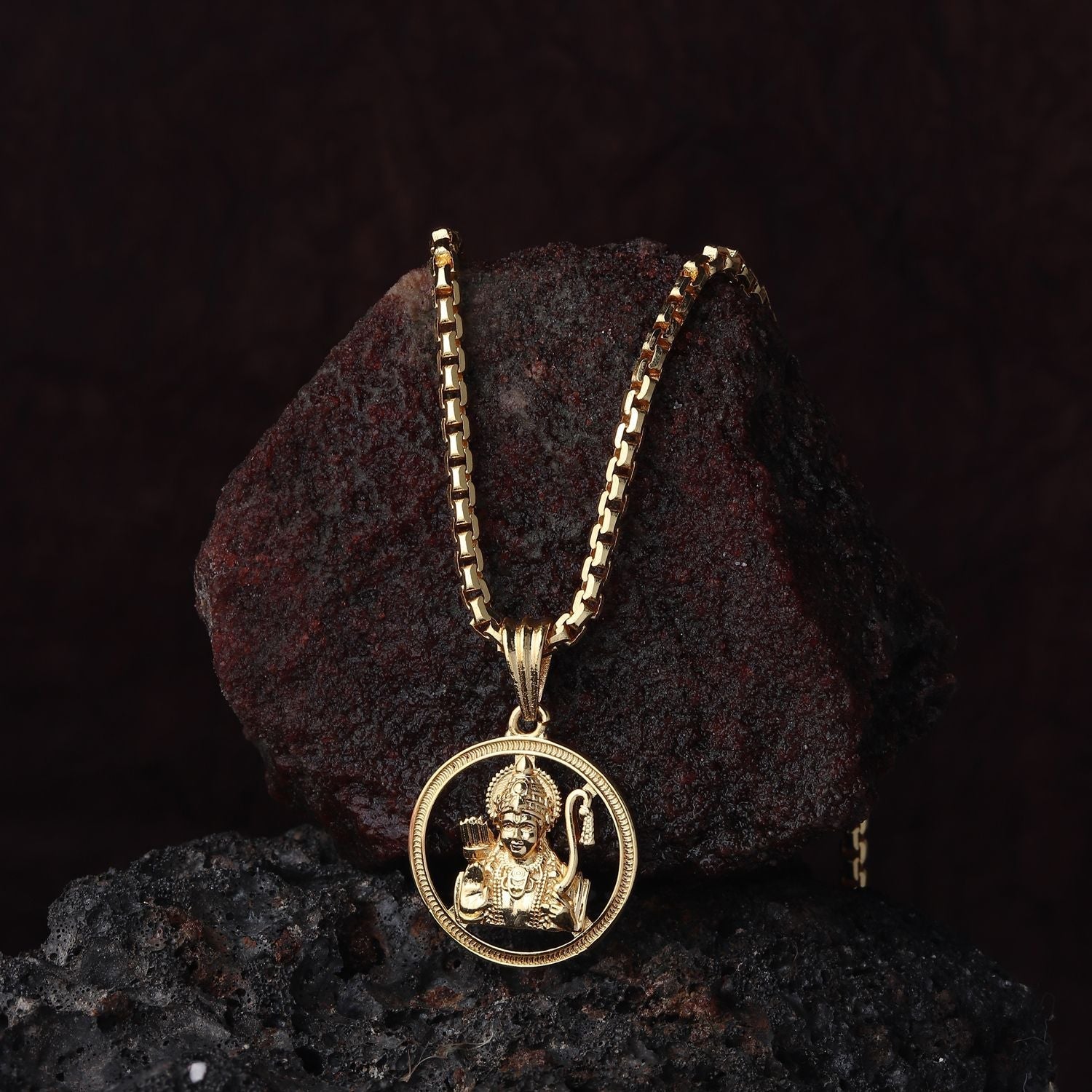 Gold Plated Shree Ram Pendant Chain Necklace