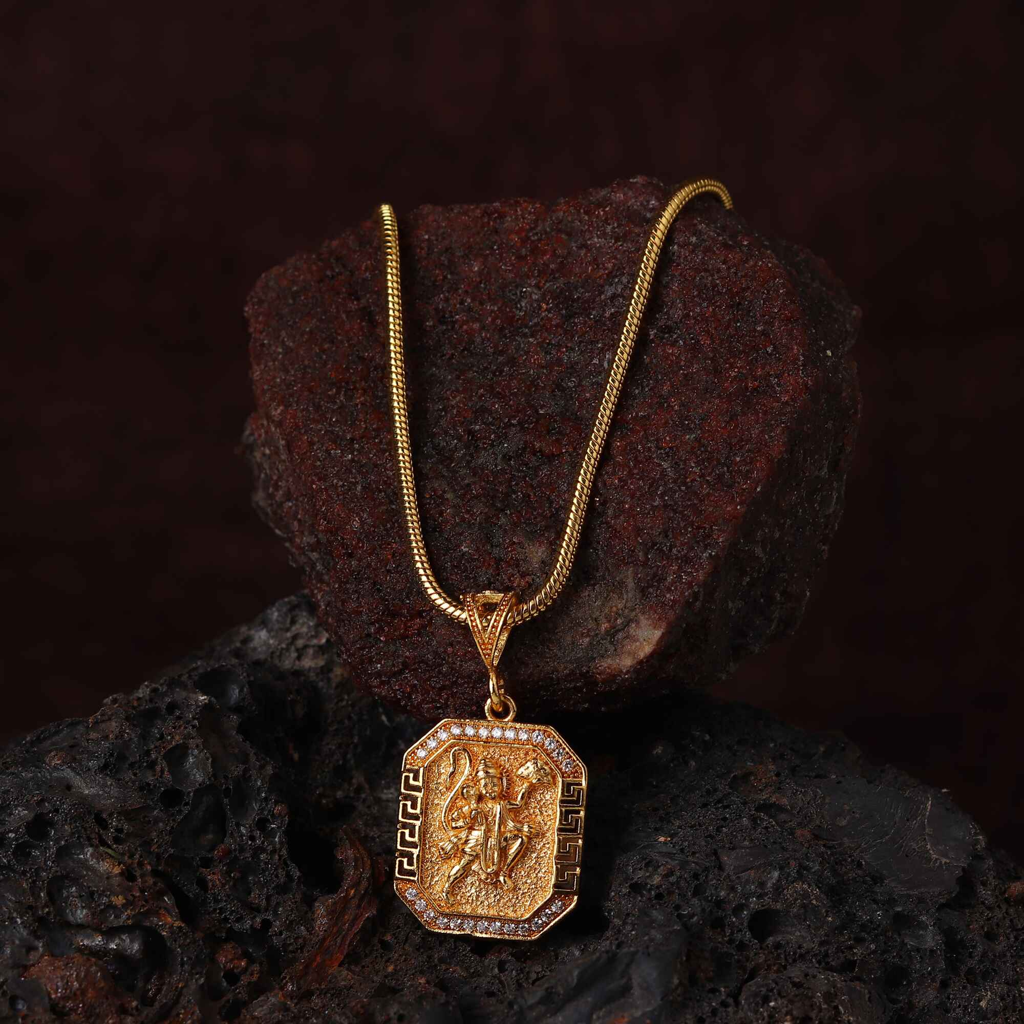 Gold Plated Hanuman Pendant with Chain