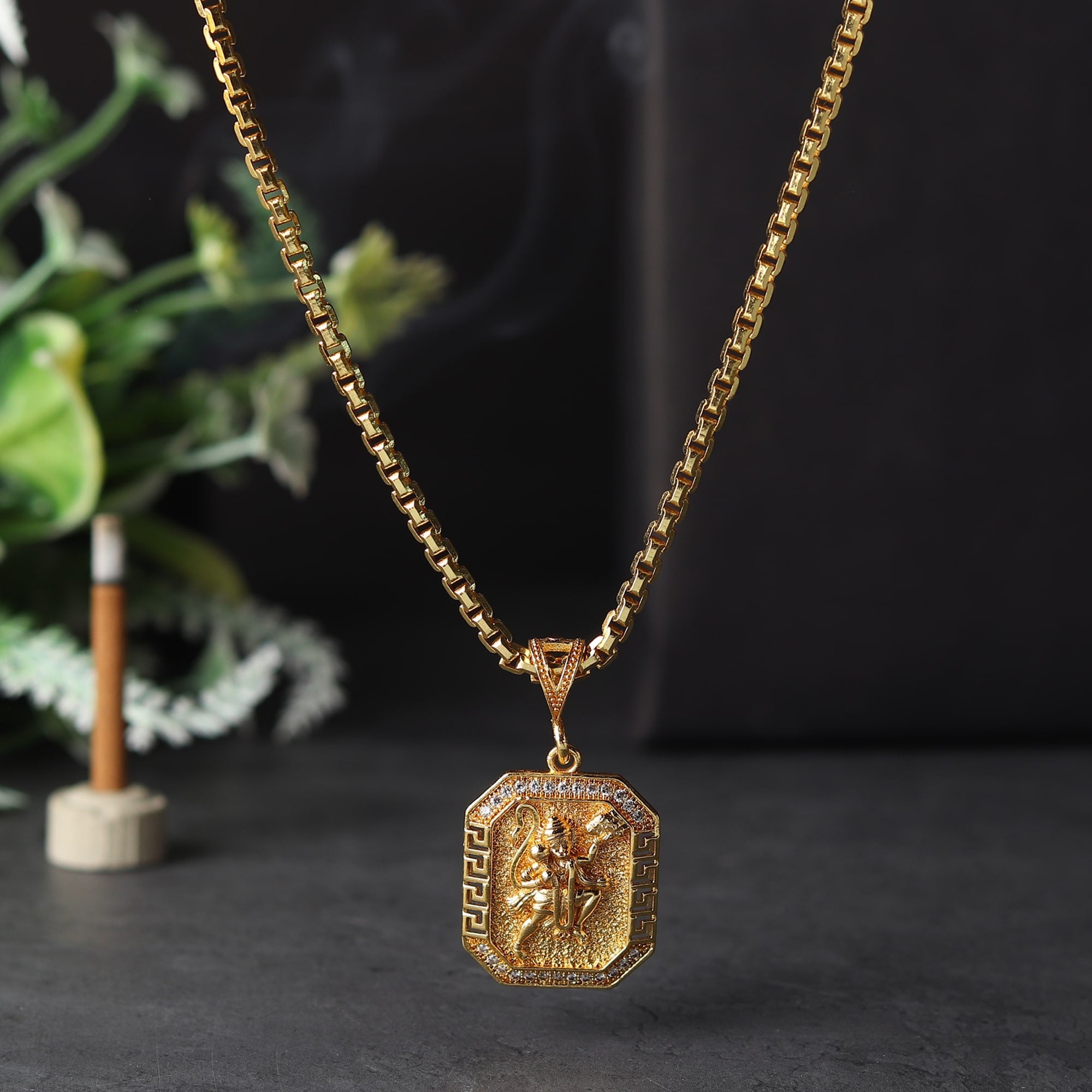 Gold Plated Hanuman Pendant with Chain