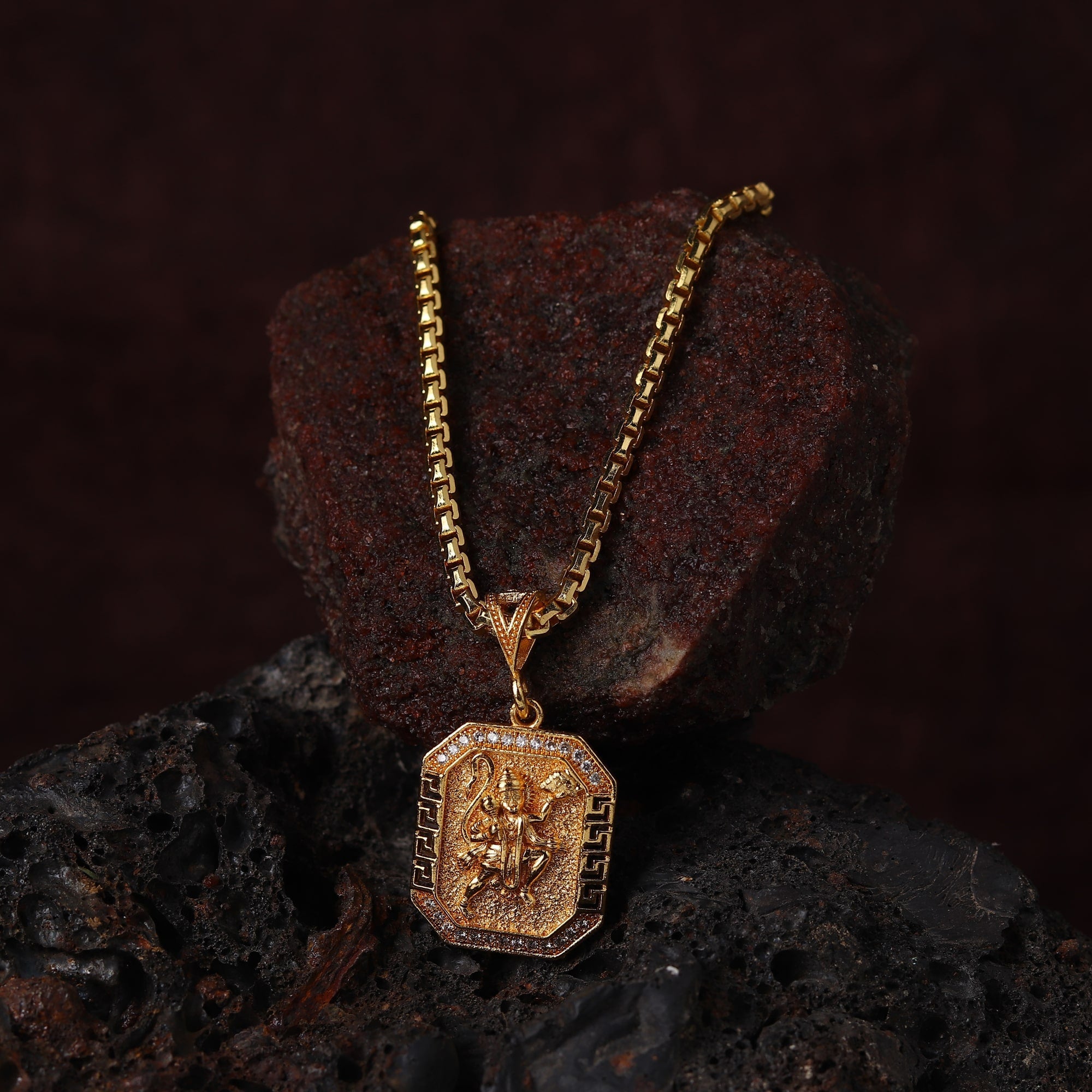 Gold Plated Hanuman Pendant with Chain