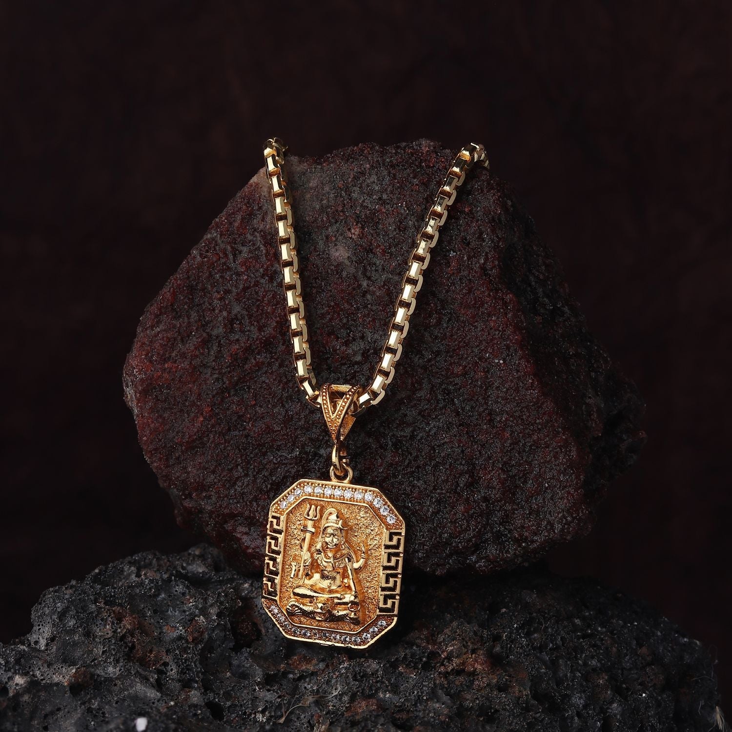 Gold Plated Lord Shiva Mahadev Pendant Chain Necklace