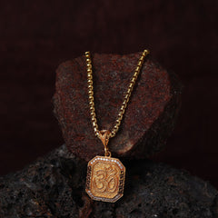 Gold Plated OM Diamond Pendant Necklace
