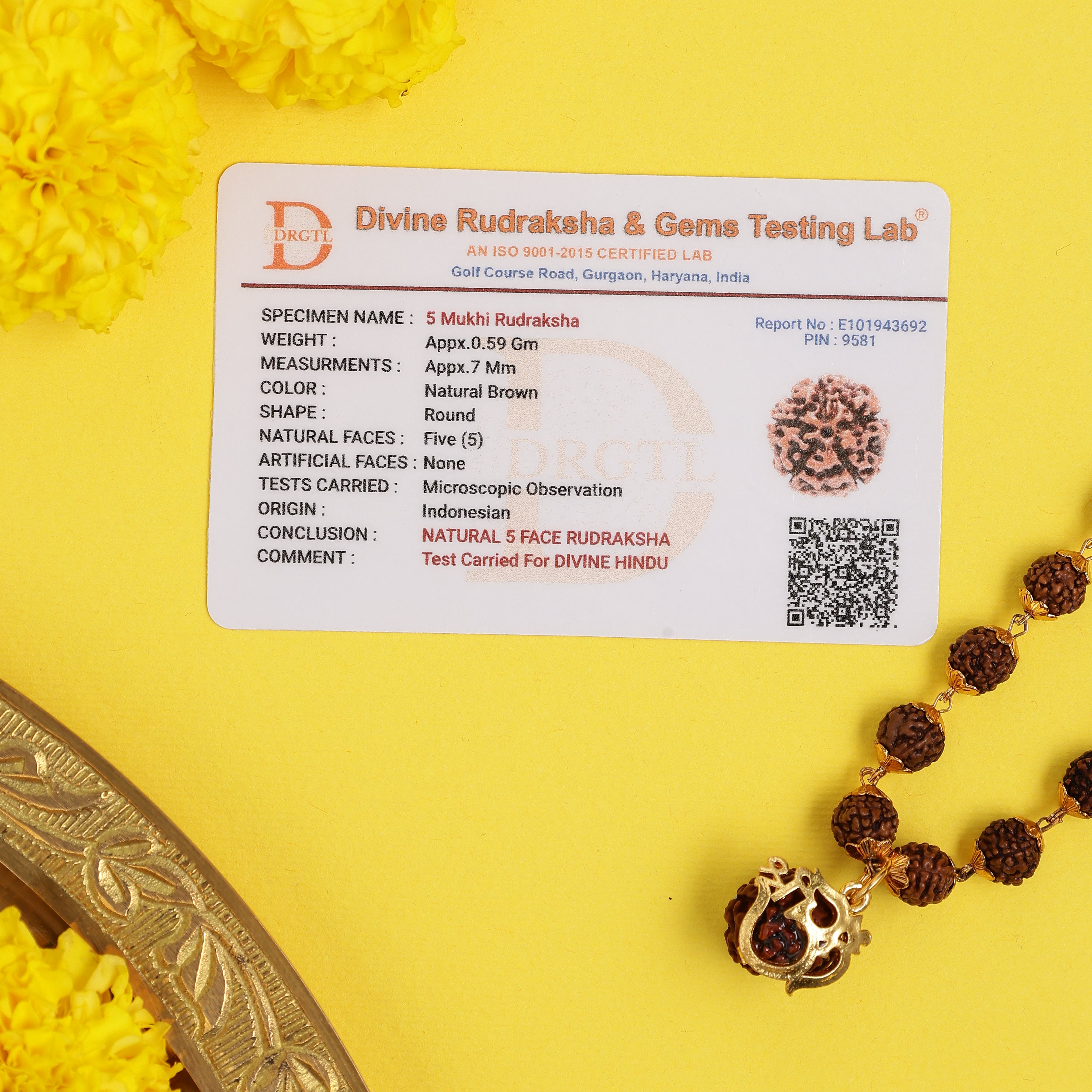 Shree Om Rudraksha Necklace – 54 Beads, Lab Certified