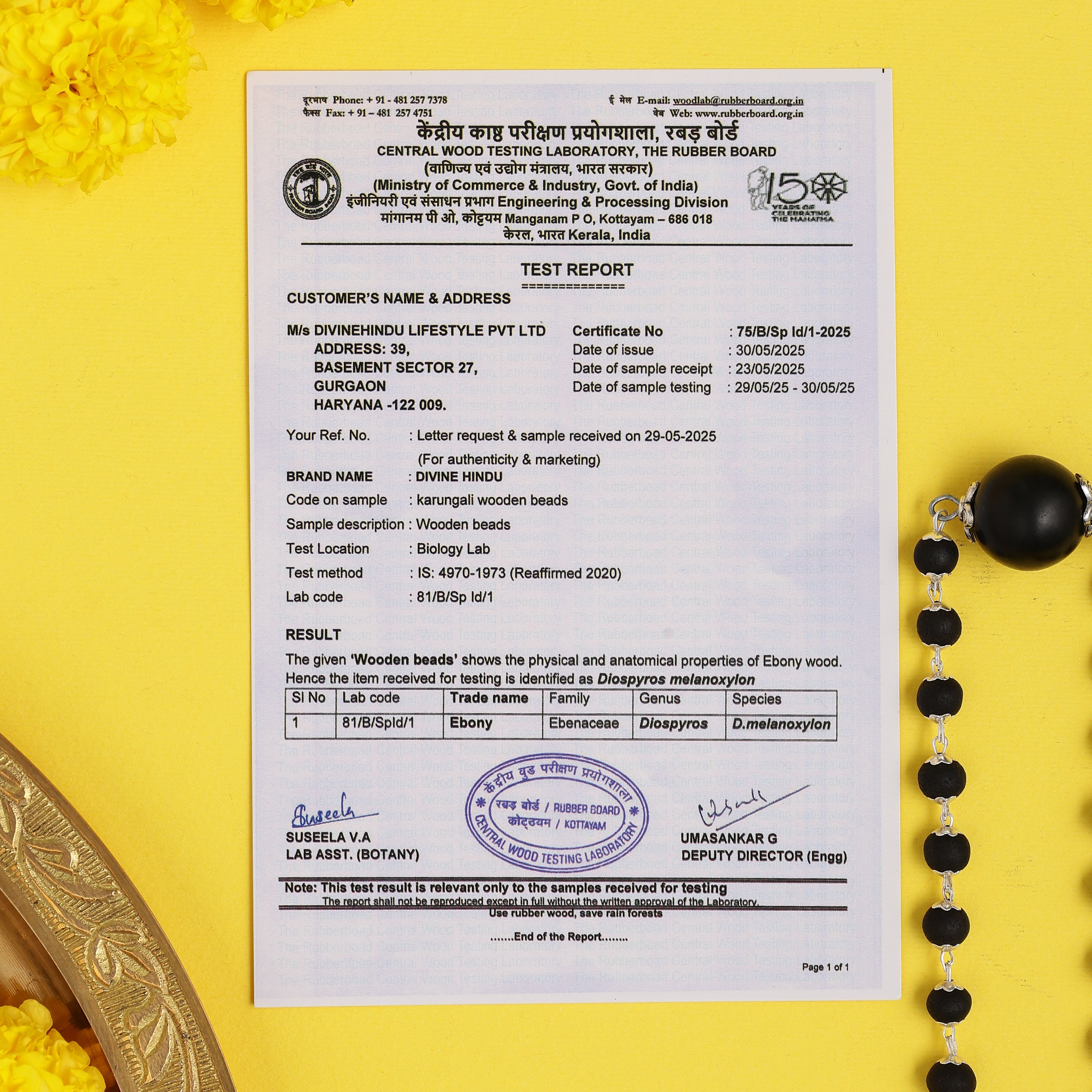 Silver Cap Karungali Mala – 54 Beads, Gov. Lab Certified