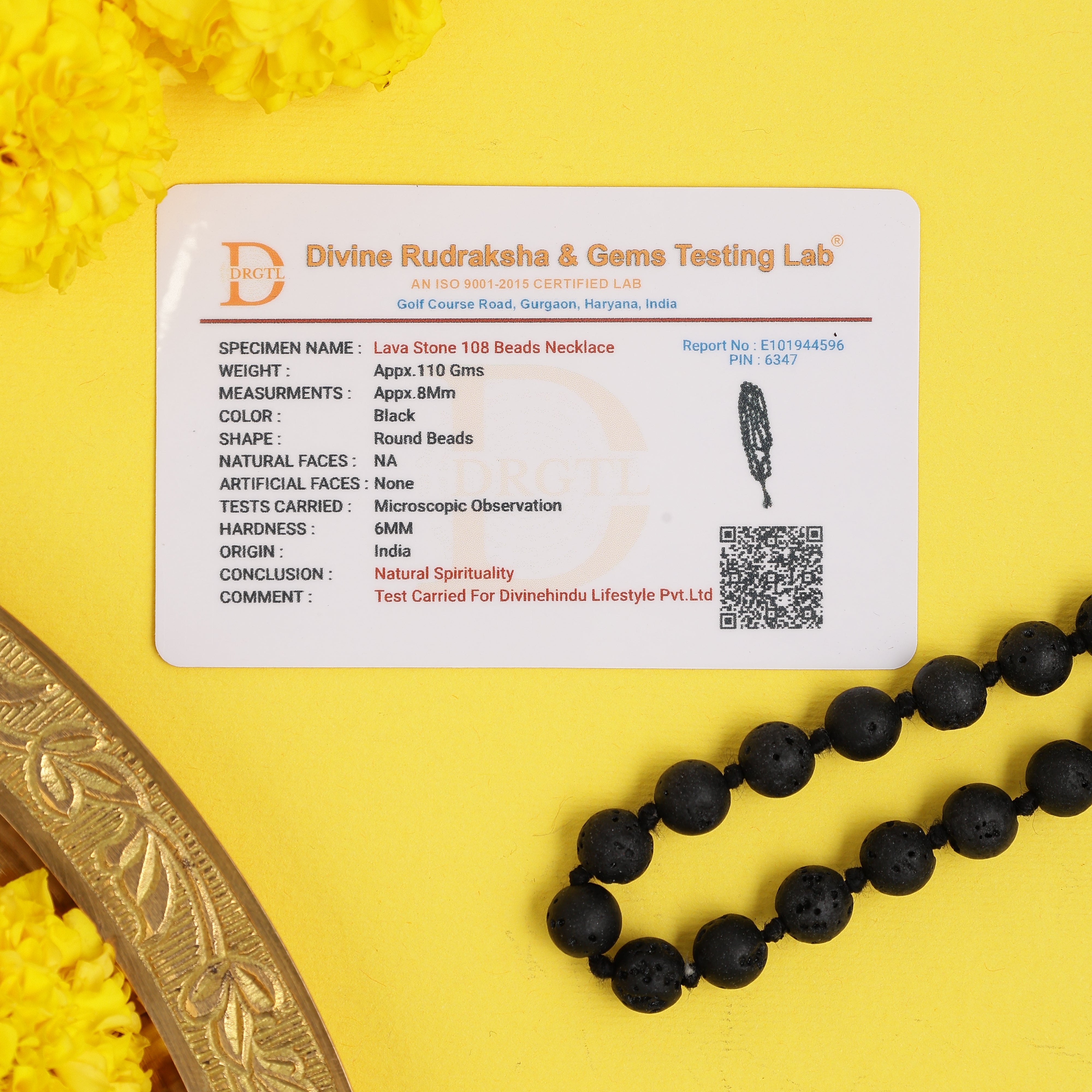 Lava Stone Jaap Mala – 108 Natural Beads