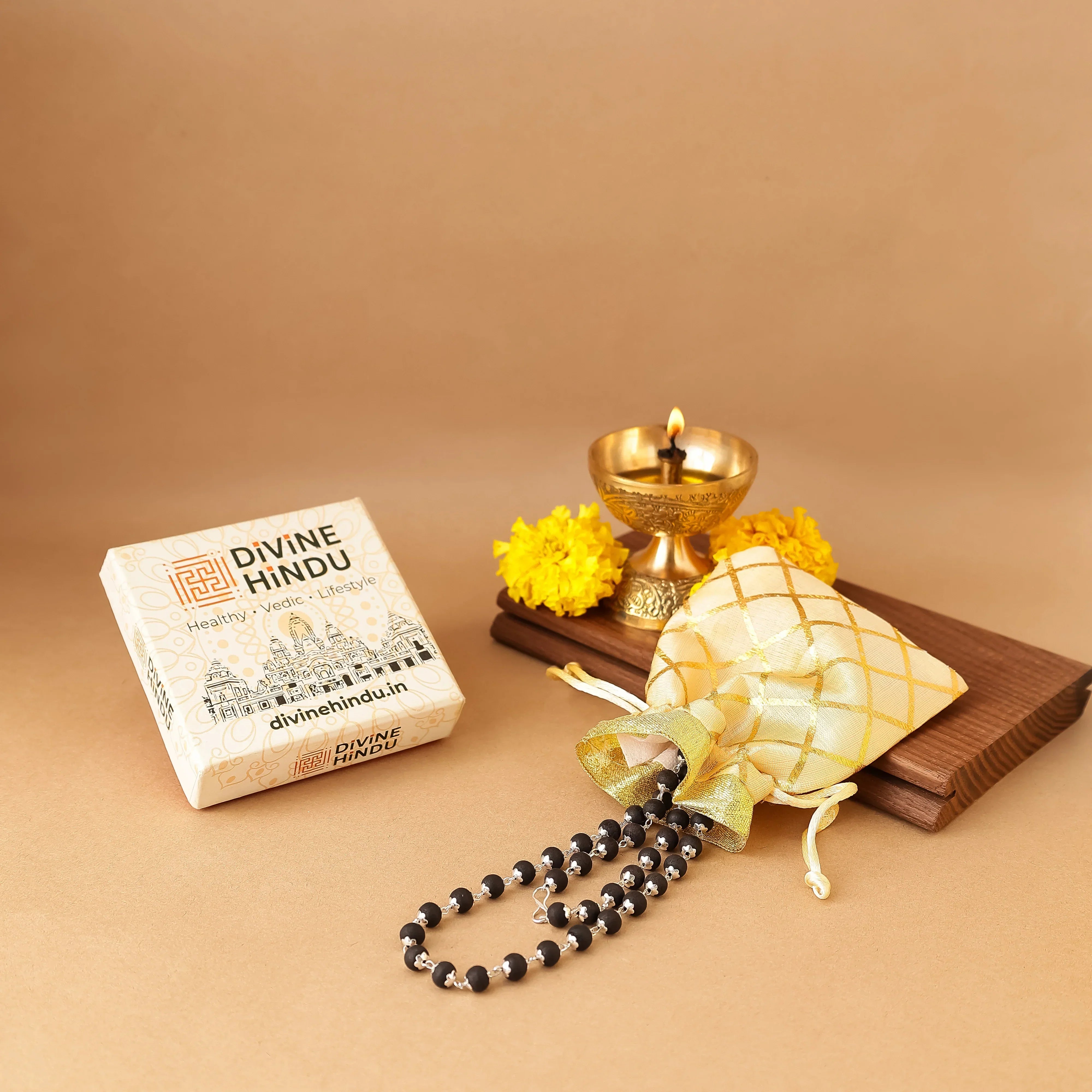 Karungali Malai Silver Cap Necklace with Govt. Certified