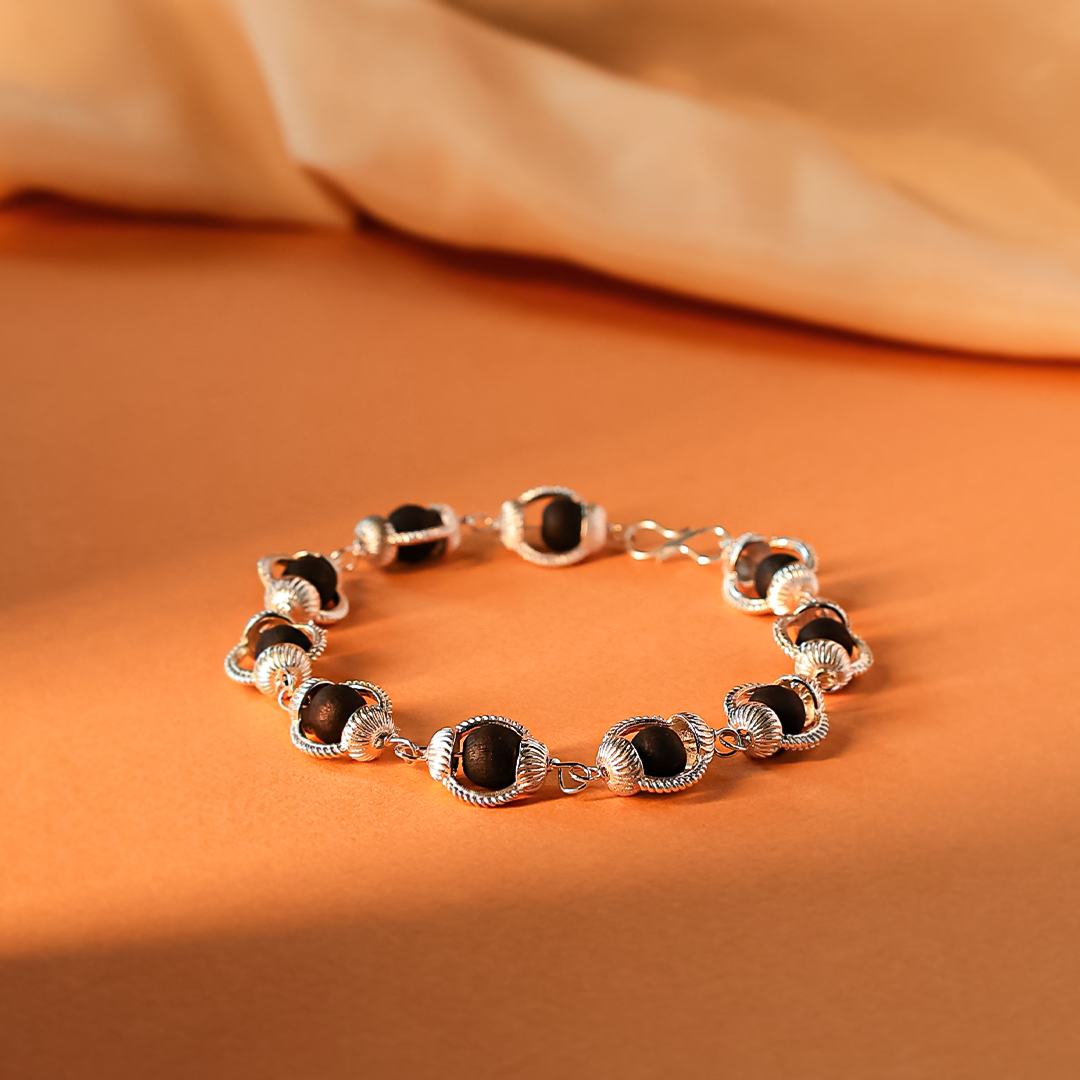 Karungali Malai Bracelet with Silver Cap with Govt. Certification