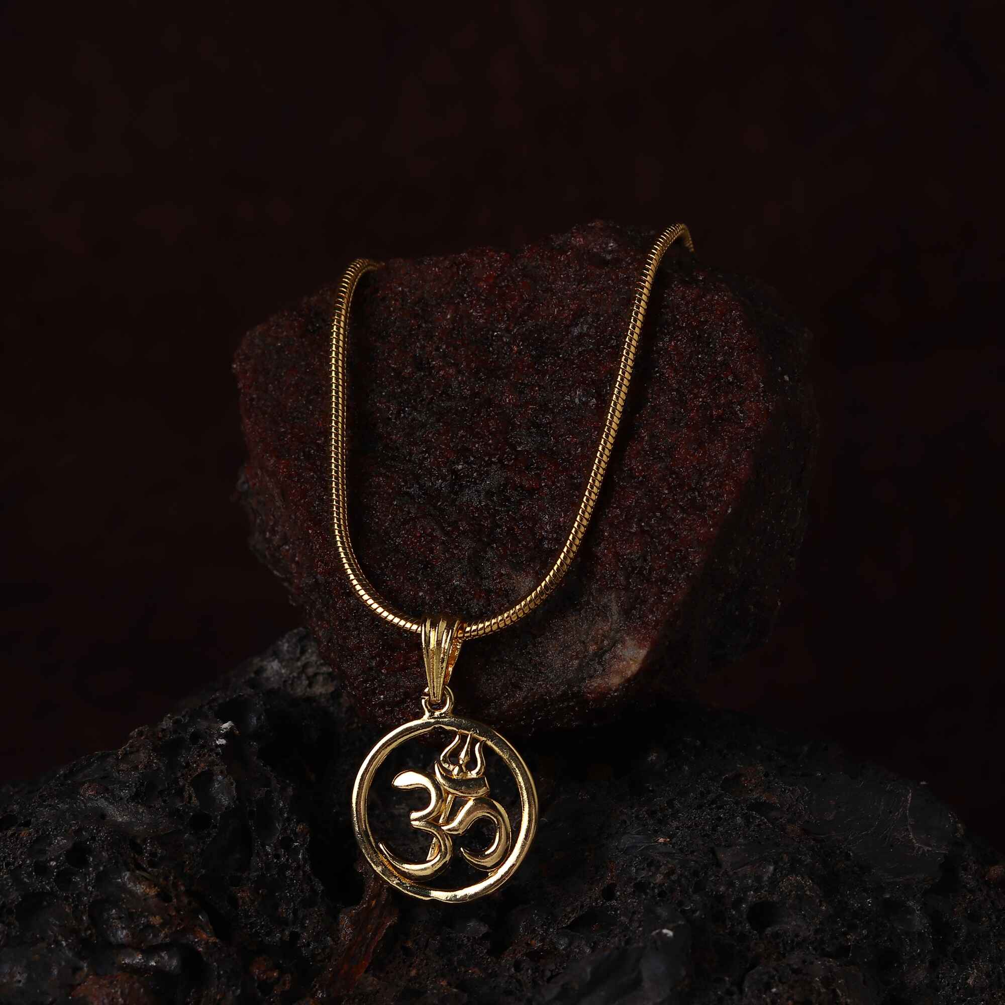 Gold Plated Om Circle Pendant Necklace