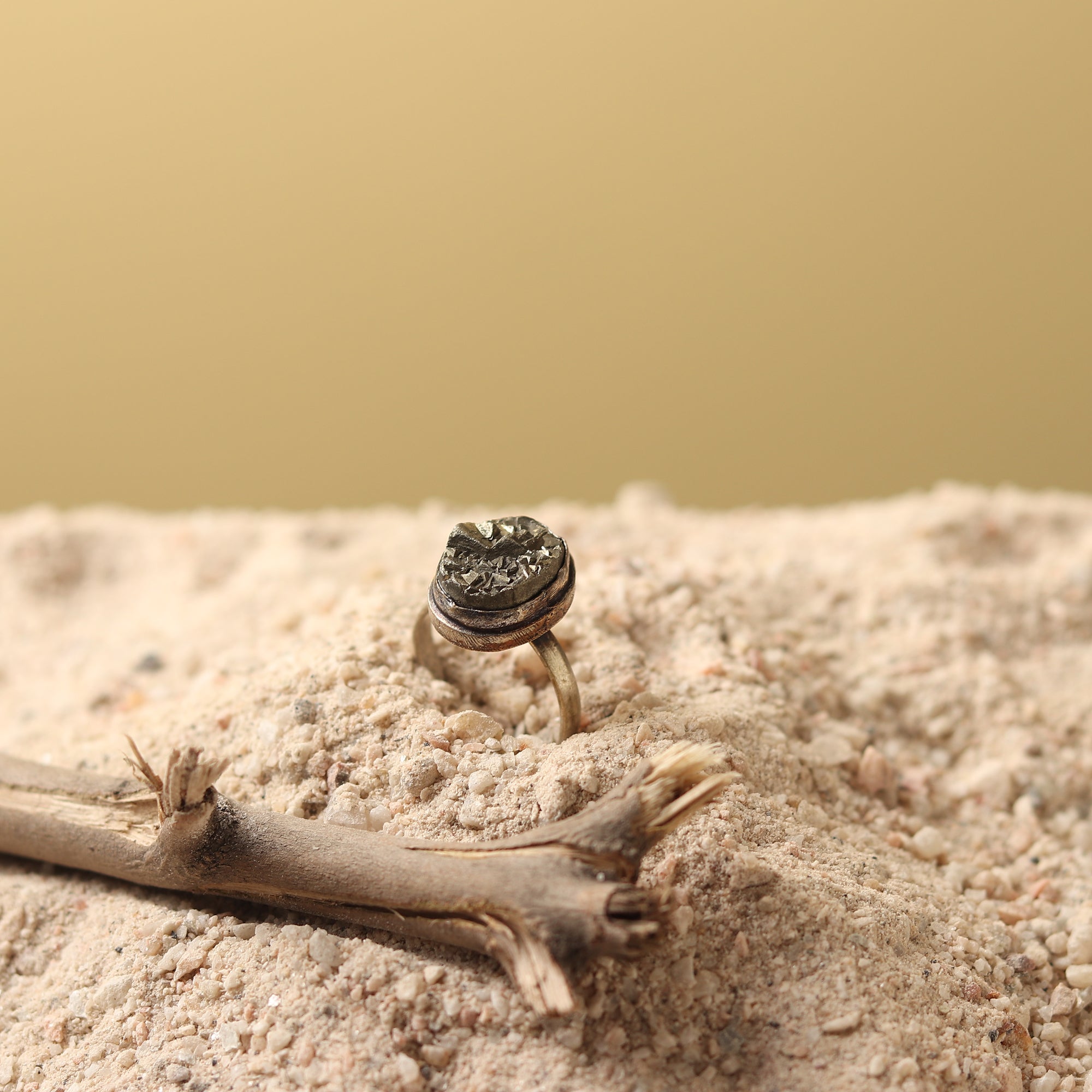 Raw Pyrite Stone Ring - Financial Prosperity
