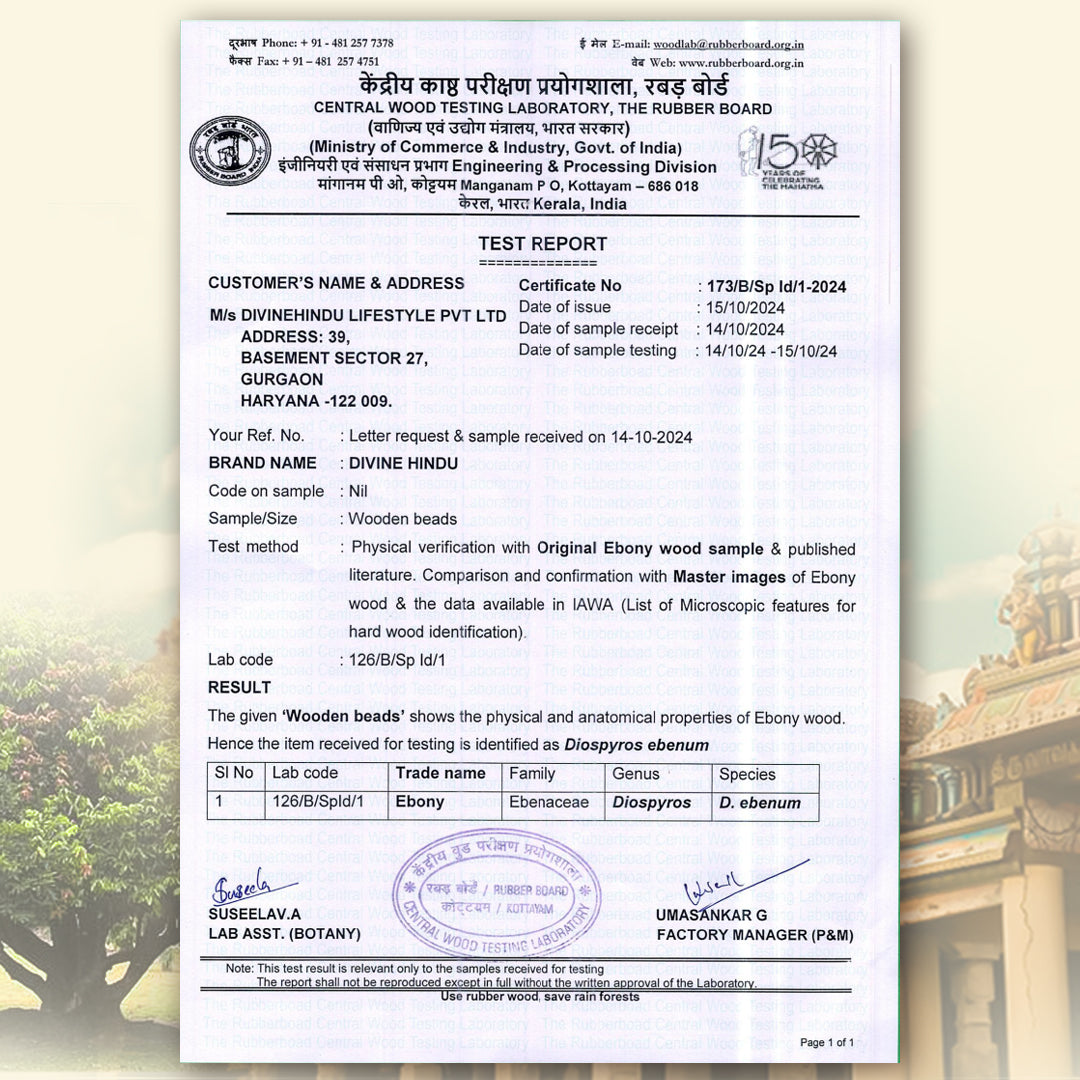 Shiv Pendant Karungali Malai Silver Necklace with Govt. Certification