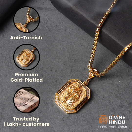 Gold Plated Radha Krishna Pendant With Chain